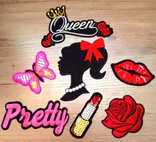 7pc Pretty Fashion Girl Iron On Applique Patch Bundle