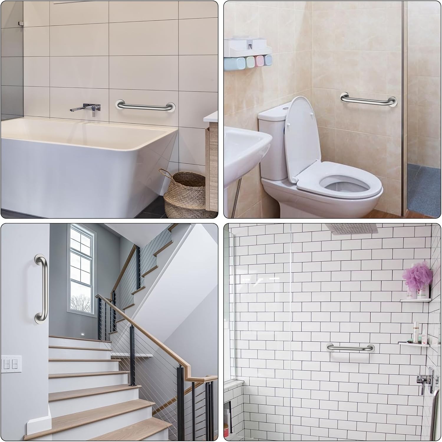 Stainless Steel Shower Grab Bar, Shower Handle, Bathroom Balance Bar - Safety... thumbnail 8