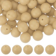 60 Pcs Silicone Beads, 15mm Bulk Beads for Keychain Making, Beige