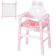 Robud Wooden Doll Furniture Gift Doll High Chair Pretend Play Feeding Seat