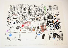 Oskar Koller handsig. Farb Lithographie Aquarell Nürnberg "Christkindlesmarkt"