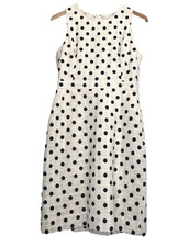 J.Crew Polka Dot Sleeveless Dress Ivory Navy Sz 6 Old Money CorpCore EUC