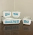 VTG Pyrex AMISH BUTTERPRINT Refrigerator Set Of 4 & Lids #503 #502 (2) #501 EUC