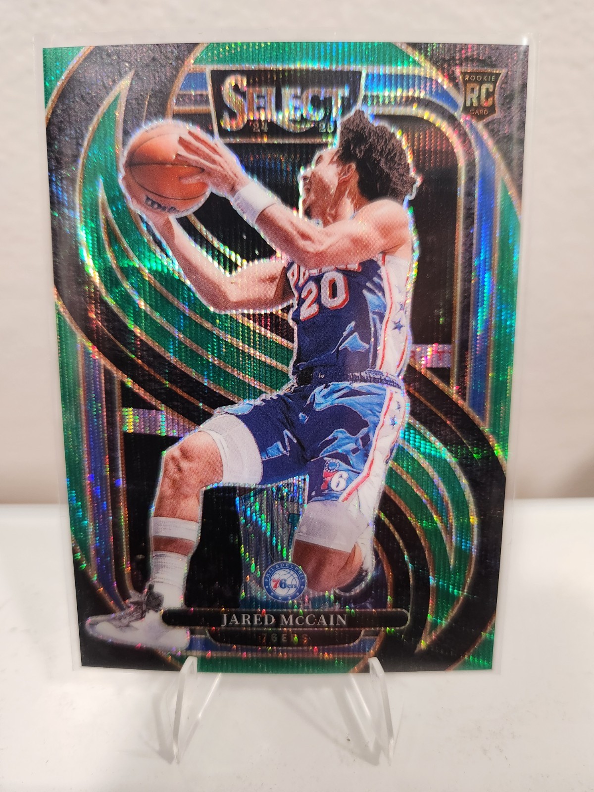 2024-25 Panini Select Premier Level Jared McCain #184 Green Wave Prizm 20/50 RC