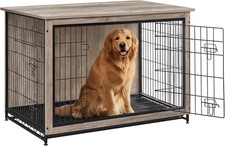 Feandrea 44.1in Dog Crate Furniture End Table Wood Kennel
