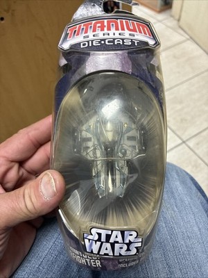 Hasbro Star Wars Titanium Obi-Wan Kenobi's Jedi Starfighter Die Cast Blue 2006