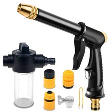 Garden Hose Nozzle with 4 Patterns, Soap Dispenser & Quick Connectors, Plasti...