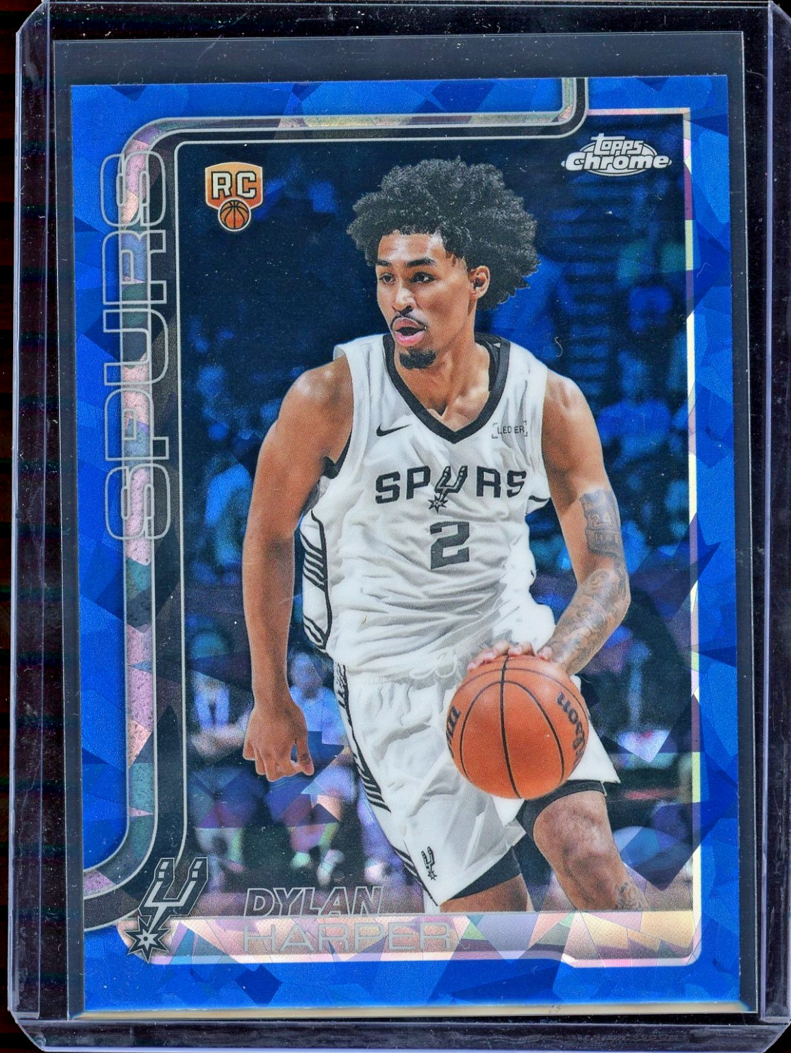 2025-26 Topps Chrome Sapphire #252 Dylan Harper RC Rookie Refractor SSP Spurs
