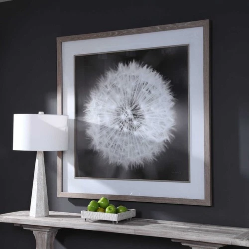 Uttermost 33711 Dandelion Seedhead 54" Square Black and White - White - Picture 1 of 8