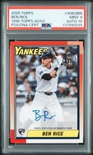 2025 Topps BEN RICE 90B2bri RC 1990 Topps AUTO PSA 9 MINT & DNA 10 GEM MINT