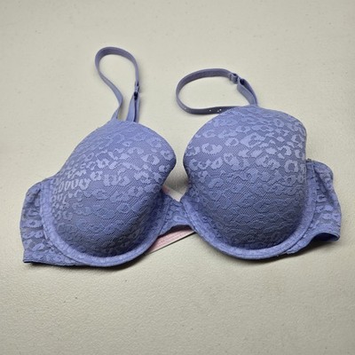 Victoria's Secret PINK Women Bra 34D Blue Animal Print Wear Everywhere T Shirt