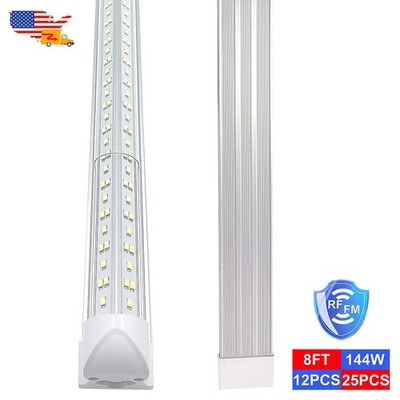 12 / 25 Pack 8 Ft Led Shop Light No RF Interference T8 Integrated Garage Fixture