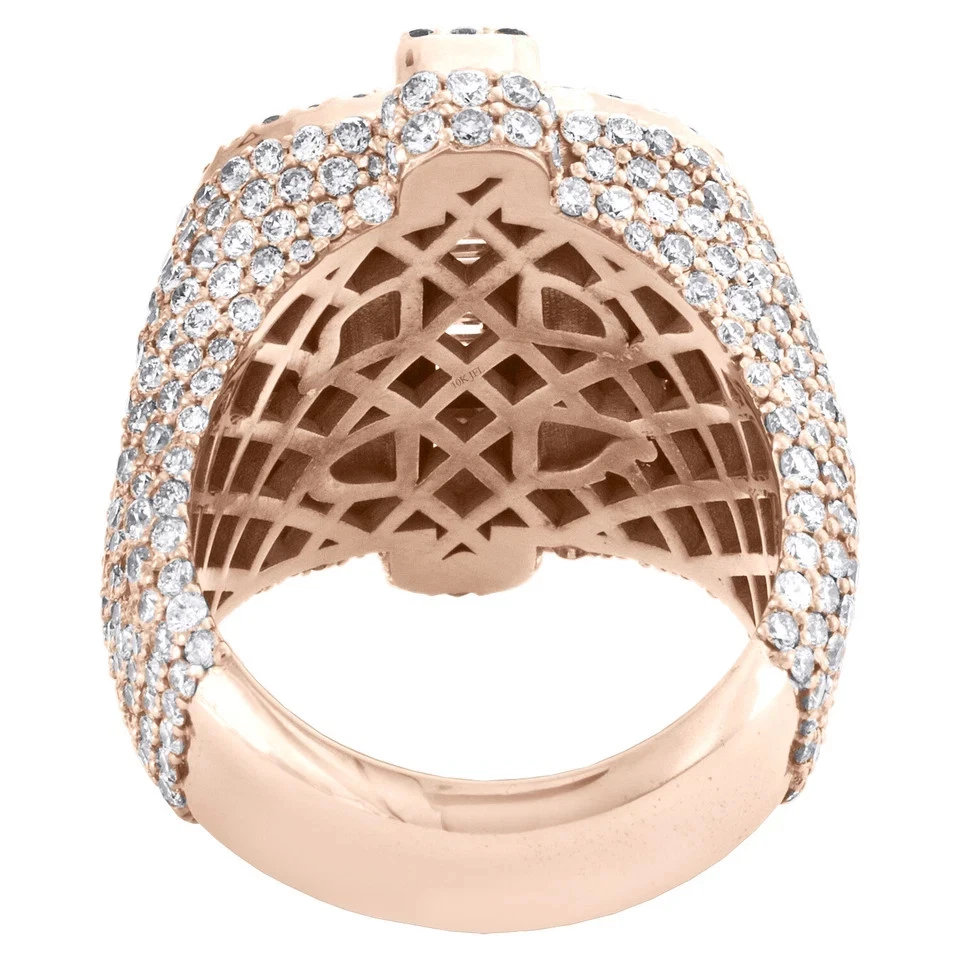 Anillo meñique con signo de dólar de diamantes redondos y baguette enchapados en oro rosa de 14K Foto 3 de 4