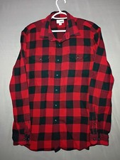 Buffalo Plaid Flannel Shirt Men L Red Sonoma Woven Button Down Cotton Super Soft
