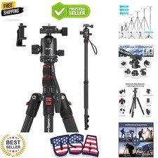 CT-20 Camera Tripod, 78.7" Foldable Aluminum Tripod Monopod, 360 Ball Head ...