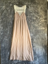 XXI Dress Brown Small Boho Lace Back Maxi
