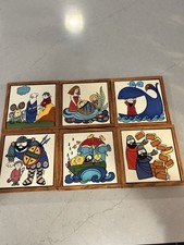 Karakasnian Bros Jerusalem Pottery Hand-painted Armenian Ceramics. 6 Pieces.