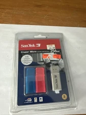 Vintage SanDisk Cruzer Micro 256MB USB Flash Drive w/Two Skins New Sealed RARE