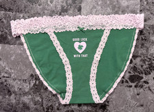VICTORIA'S SECRET PINK ST. PATRICK'S DAY GREEN GOOD LUCK STRING BIKINI PANTIES