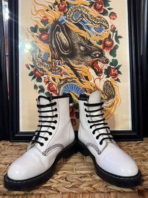 Solovair LIMITED EDITION WHITE 8 EYE DERBY BOOT Made in England 5 UK 7US