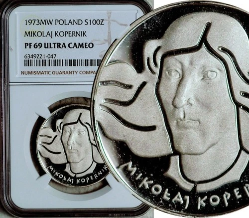 NGC PF-69 ULTRA CAMEO POLAND SILVER 100 ZLOTYCH 1973 (KOPERNIK) POP: 83/4