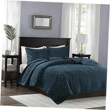 Harper Quilt Set Velvet Casual Geometric King/Cal King 104"x94" Teal