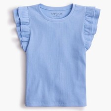 CrewCuts By J. Crew NEW Girl's Large 10-12 Ribbed Ruffle Sleeve Tee Dusty Peri