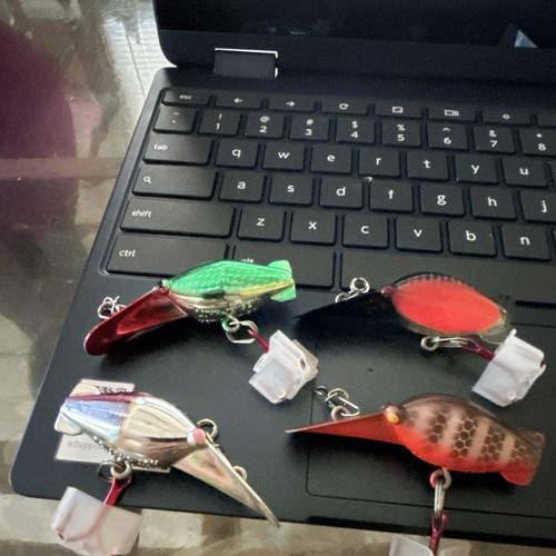 Lot of 4 Vintage Luhr Jensen Hot Shot 30 Crankbait Fishing Lures Chrome Crawfish