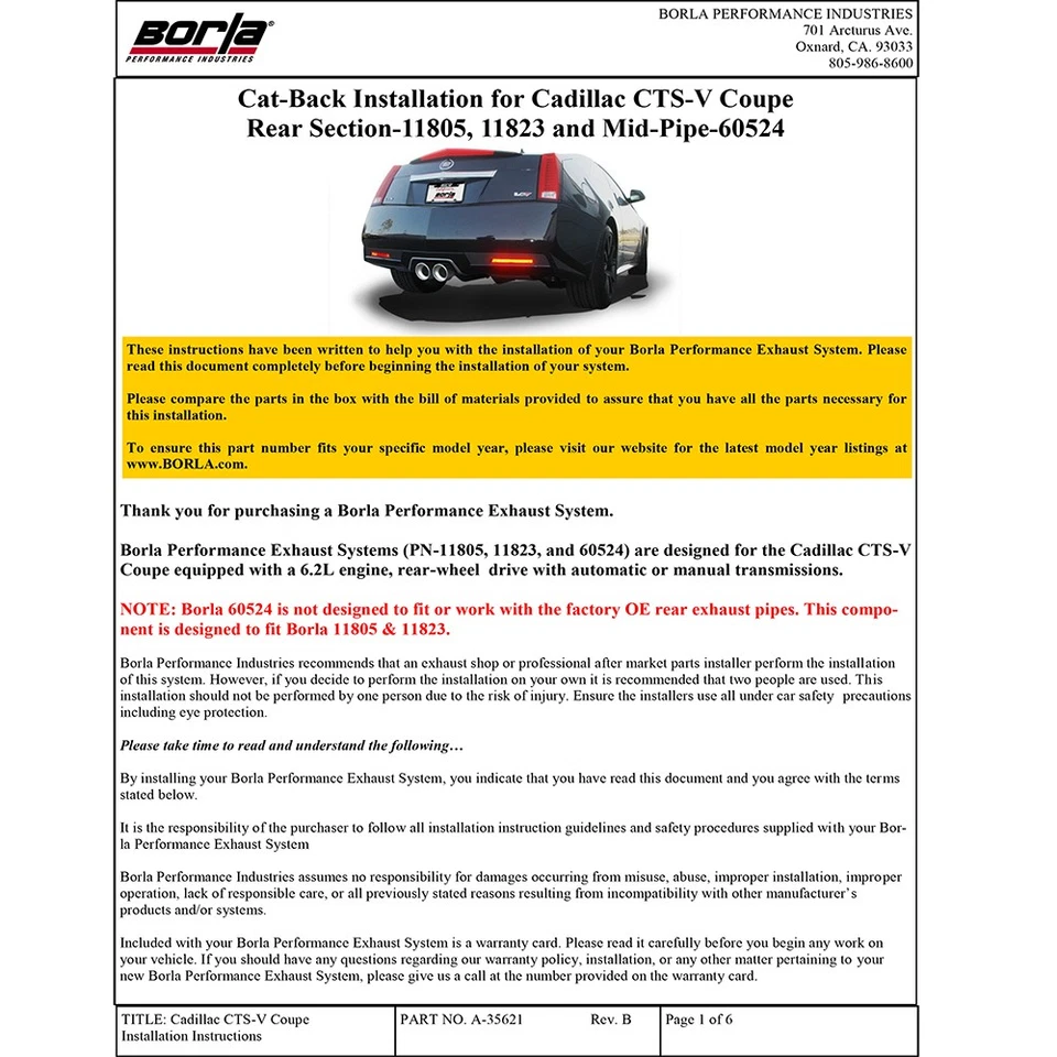 Escape trasero eje tipo S Borla 11823 para Cadillac CTS-V 2011-2015 cupé 6,2 L V8 Foto 4 de 4