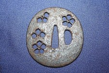 Japanese Tsuba Iron Sakura Hana Sukashi Cherry Blossom Design Nihonto