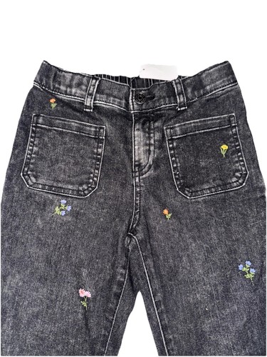 NEW Cat & Jack Daisy Embroidered Black Flare Jeans-size 8 Multicolor Flowers - Picture 4 of 8