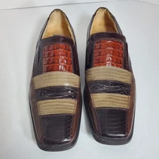 Giorgio Brutini Men’s Genuine Snake Leather Dress Shoes 10.5 Brown Tan Burgundy