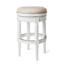 Maven Lane Pullman Backless Swivel Kitchen Bar Stool, White Oak Finish