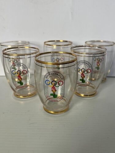 1956 Melbourne Olympic Games Official Logo Olympic Glasses Set Of 6 - Picture 1 of 5