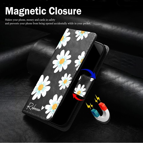 Flower Personalized Wallet Case Leather Cover For iPhone 16 Pro Max 14 13 12 15 - Picture 40 of 108