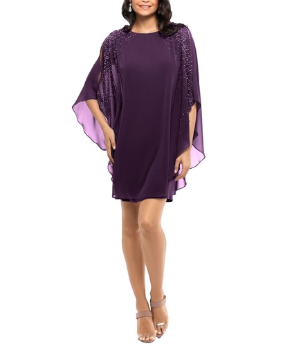 xscape embellished chiffon cape dress Xscape | Dresses | X By Xscape Womens Embellished Chiffon Cape Dress 6 Blushsilver