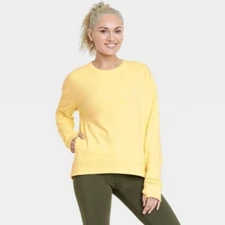 All In Motion Women's Size L Yellow French Terry Crewneck Pullover Sweatshirt