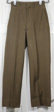 US WW2 Army Enlisted OD Wool Uniform Pants Trousers FRENCH MADE 27X30 J456