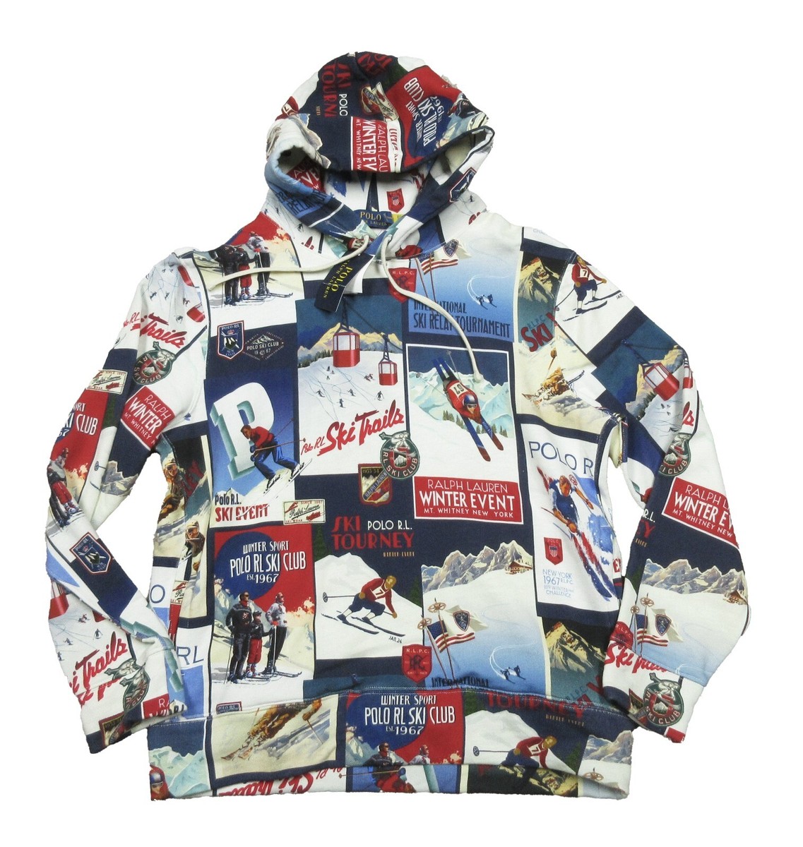 Polo Ralph Lauren Men's Blue Ski Graphic Vintage Fleece Pullover