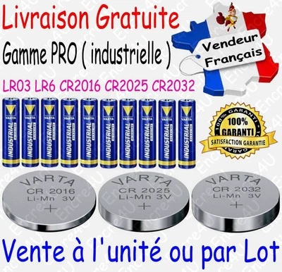 Piles VARTA CR2032 CR2025 CR2016 BULK Lithium 3V LR6 LR06 LR3 LR03 Alcaline 1,5V