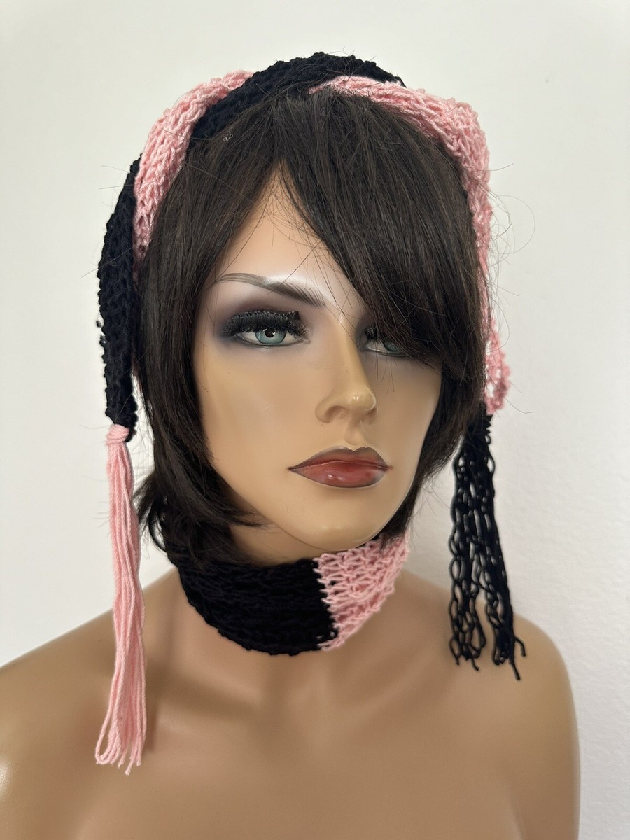 Hand Knits 2 Love Cotton Bandana Headband Scarf Black Pink  display picture 3