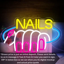 Custom Nails Neon Signs LED Nails Salon Sign Salon Room Signs Business Signage