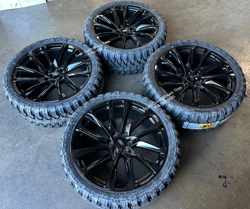 24” FR98 BLACK WHEELS Ford F150 Expedition Bronco 6X135 and 33” Mud MT Tires - Image 4 of 4