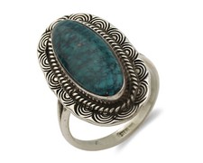 Navajo Ring .925 Silver Black Spiderweb Turquoise Native American Artist C.80's