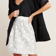 NWT 110 Maeve by Anthropologie Anya Dotted Jacquard Mini Skirt US 2 Ivory