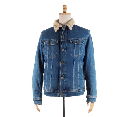 Lee Vintage Men's Sherpa Rider Denim Jean Trucker Jacket size M Medium