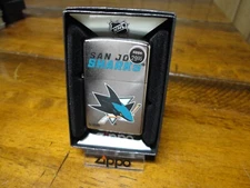 SAN JOSE SHARKS NHL OUT OF PRINT ZIPPO LIGHTER MINT IN BOX