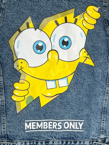SpongeBob x Members Only Trucker Jean Jacket Adult Size Small Blue Novelty New - Picture 12 of 12