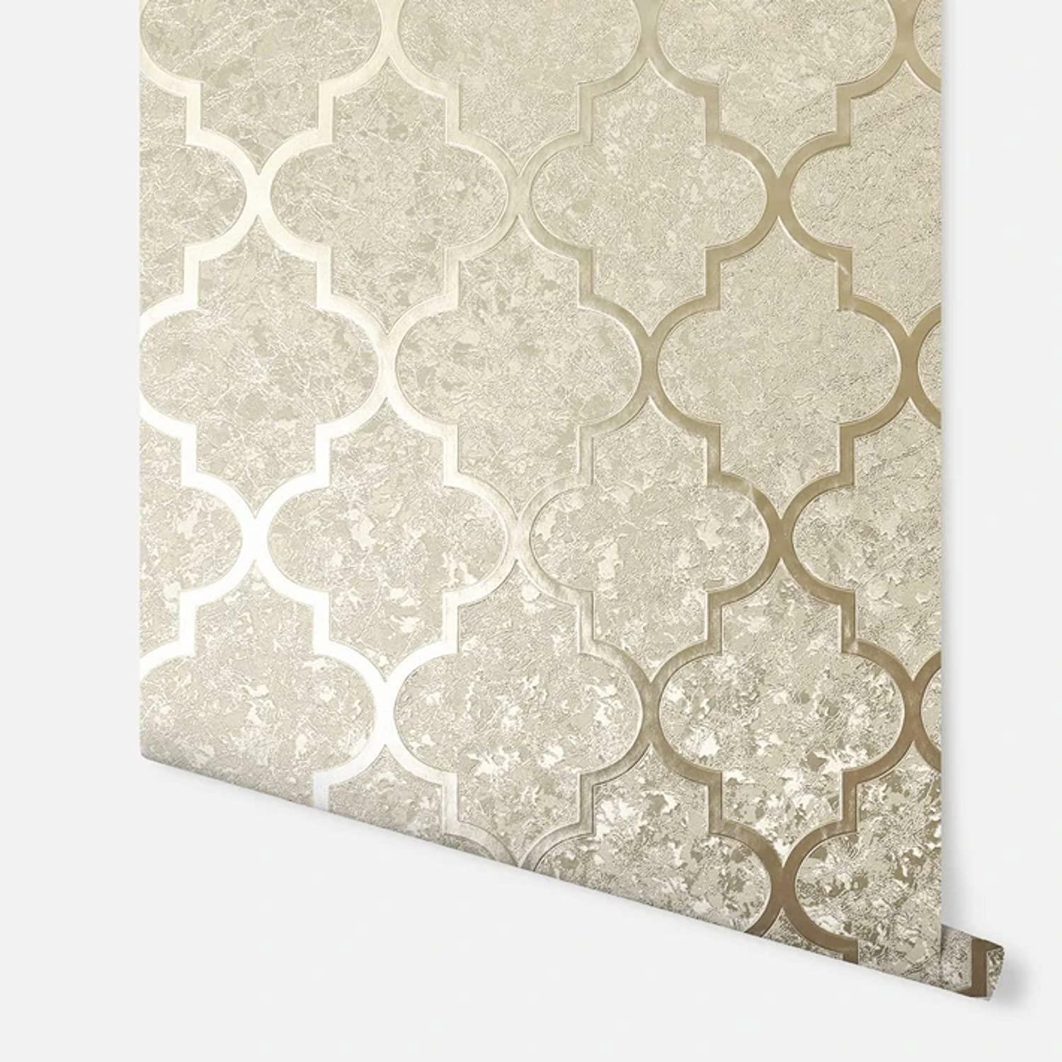 Arthouse Trellis Crushed Velvet Geometric Foil Metallic Geo Wallpaper