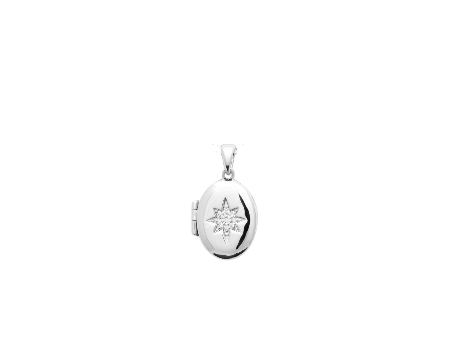 Pendentif porte-photo étoile argent 925 rhodié médaillon ouvrant pour femme